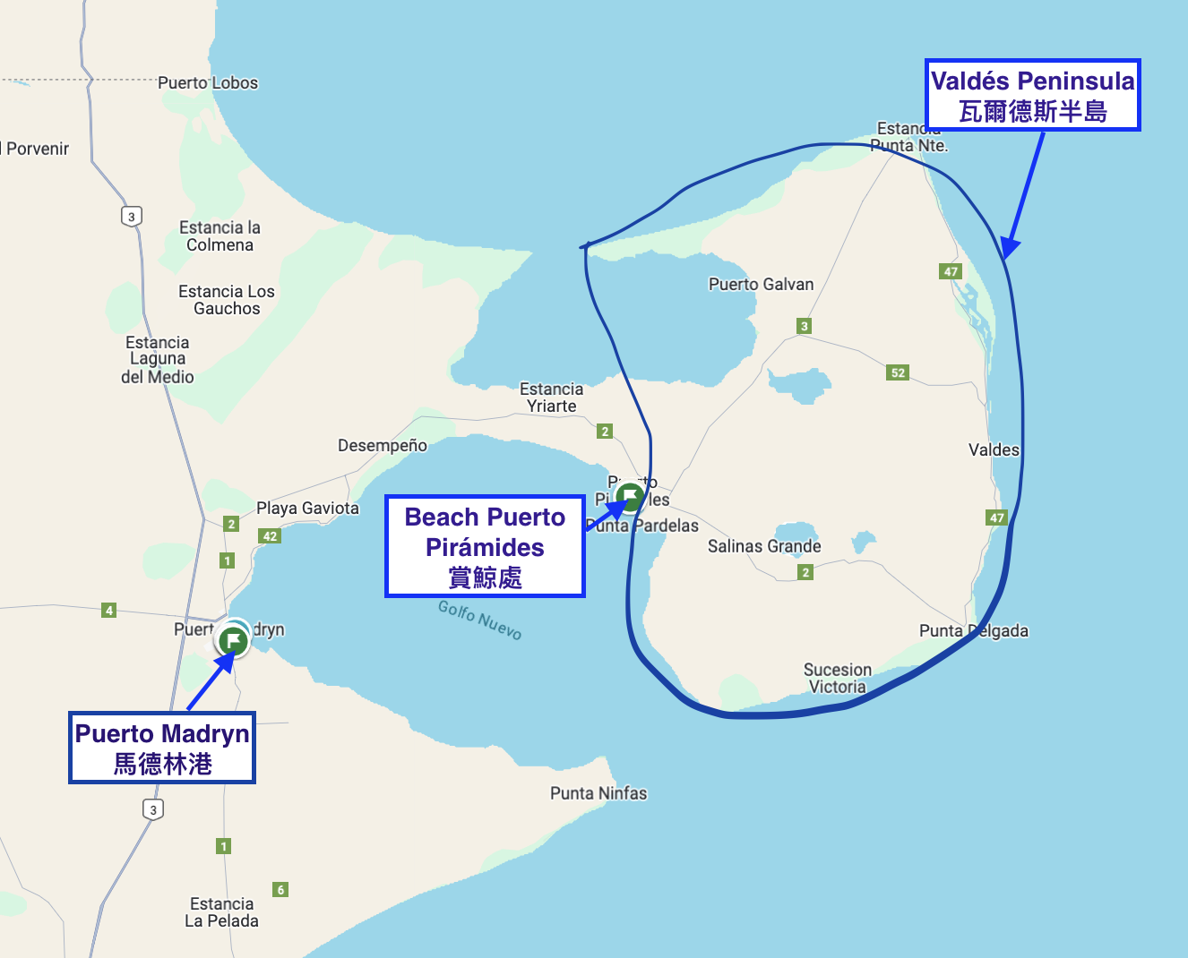 瓦爾德斯半島地圖